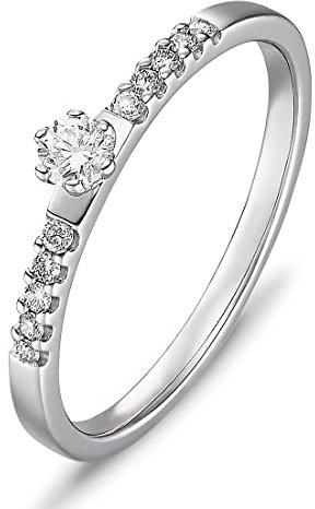 CHRIST Damen-Damenring 585er Weißgold 1 Diamant 50 Weißgold 32004584