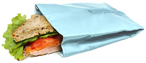 NERTHUS Bolsa para Sandwich Reutilizable Azul Pastel, ecológica, Adaptable, facil de Limpiar y Apta para Lavadora, 10,5x14x18,5 cm, FIH 739