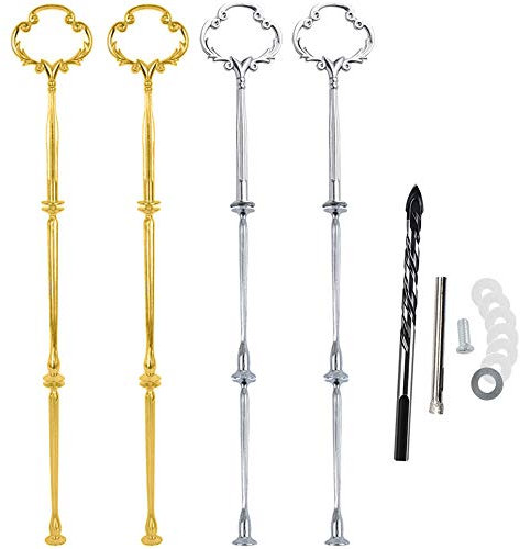 Gativs Etagere Bausatz Etagere 3 Etagen Metallstangen Etageren Stangen Set Tortenständer Set Etagere Gold Etagere Silber Etagere Tortenständer 3 Etagen mit Bohrer, 4 Sätze