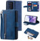 EYZUTAK Wallet Phone Case for Samsung Galaxy S20 FE 5G, Retro Matte 9 Card Holder Slots Zipper Pocket Case PU Leather Magnetic Closure Kickstand with Wrist Strap Shockproof Folio Flip Case - Blue