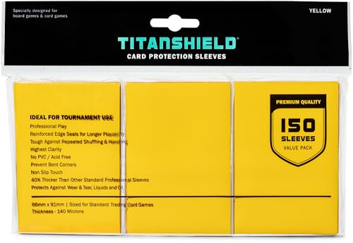 TitanShield Brettspiel-Sammelkartenhüllen, Standardgröße, Deckschutz für MTG, Dropmix, Gelb, 150 Stück