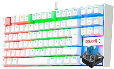 Redragon - KUMARA Teclado Mecánico Gaming RGB Blue Switch Español Blanco