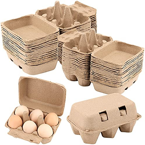 40 Stück 6 Zellen Eierhalter, 6 Count Pulp Fiber Egg Cartons, Chicken Egg Flats Tray Holder Container Organizer
