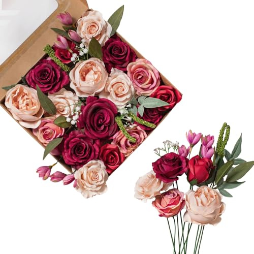 FANKO Fall Artificial Flowers DIY Bouquet Combo Faux Rose for Home Decor