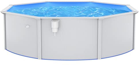 Festnight Piscina Fuori Terra, Piscina da Giardino per Adulti, Piscina Bambini, Piscina con Pareti in Acciaio 460x120 cm Bianca