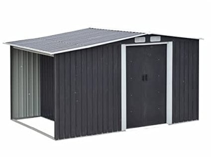 Vente-unique - Abri de Jardin métal avec abri bûche en Acier galvanisé Gris 6,7 m² LERY