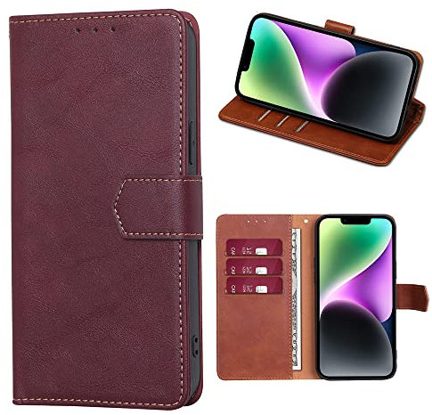 RankOne Flip Wallet Case for Samsung Galaxy A51 4G (6.5 Inches), PU Leather Phone Cover Sleeve Holster - Red