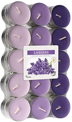 Nipter Teelichter Duft 30 Stück, Teelichter Lavendel, Duftteelichter 3 Farben, Duftkerzen, Brenndauer 4 Stunden