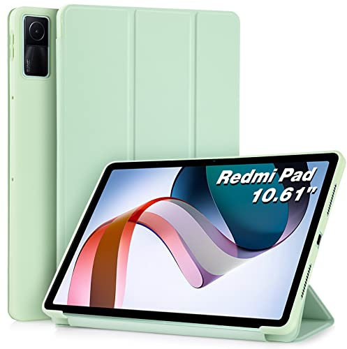WD&CD Cuero Funda Compatible para Xiaomi Redmi Pad, 10.61 Pulgadas, Protector Compatible con Redmi Pad, PC+PU Caso Carcasa Case Libro de Cuero con Soporte Función, Verde