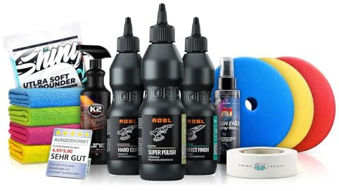 Politurset: ADBL Politur Set + Royal Pads Premium Polierpads + Dr. Wack Lackversiegelung + Zubehör - Auto Politur | 13-teilig