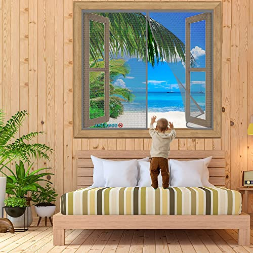 Magnet Fliegengitter Fenster 120 x 170 cm Insektenschutz, Durable Fiberglass Mesh Curtain, Anti-Riss-verstärktes Oberteil, Klebemontage Ohne Bohren, Der Magnetvorhang ist Ideal für die Balkontür(Grau)