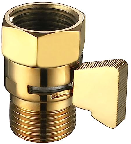 Aomasi Duschflussregelventil, Messing Duschkopf, Absperrventil, Hochdruckreduzierregler mit Griffhebel für Handbrause, Titangold