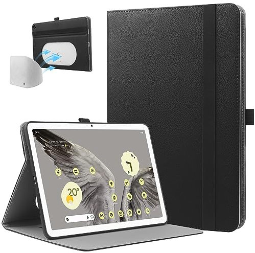 ZOENHWA Case for 11 inch Google Pixel Tablet 2023 case Cover(2023 Release) Compatible with Charging Speaker Dock, Slim Leather Case with Hand Strap Protective Case with Stand,black