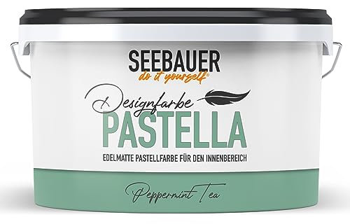 SEEBAUER diy Pastellfarbe PASTELLA Grün 2,5L (Peppermint Tea) Edelmatte Wandfarbe Grün - Innenfarbe sehr hohe Deckkraft - Matt, Abwaschbar und Tropffrei