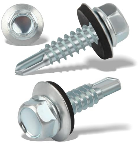 150 pcs Viti Autofilettanti per Metallo 4,8 X 19 mm Viti Autoperforanti Viti Autoforanti Cappellotti per Lamiere Grecate Viti Esagonali Con Rondella di Tenuta Zincata in Acciaio Inox (Argento)