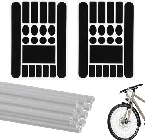 MisFun 3Pcs Proteccion Cuadro Bicicleta y Reflectores para Radios, Pegatinas para Marco de Bicicleta, Pelicula Adhesiva Protectora Bicicleta, Protectores de Cadena de Bicicletas, para MTB BMX