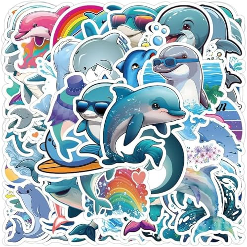 HNTR Delphin Aufkleber | 50 verspielte Delfin-Aufkleber