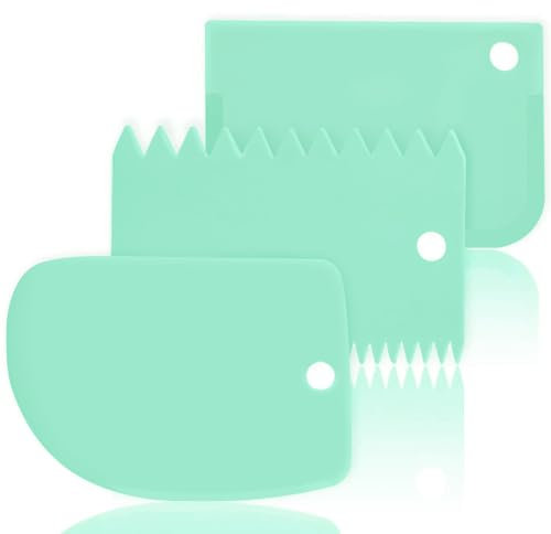 Teigschaber Teigkarte Teigschneider Teigspachtel Teigschaberkarte - SURDOCA 3 PCs BPA Frei PE-Kunststoff Flexibel Kuchenschaber, Scharfe Kante Ecken Silikon Teigschaber, Anti-Rutsch Teigkarte Silikon