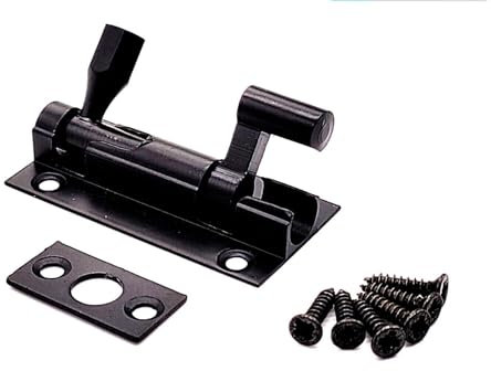 Black Door Bolts Naked Door Bolts 75mm Door Latch with Screws Tower Bolt Locks for Bedroom Bathroom Toilet Shed Gate Cupboards and Cabinets Pack of 1.