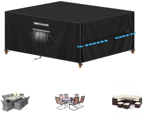 SIMPHAUS Abdeckung Gartenmöbel Winterfest Lounge Abdeckungen für Gartenmöbel Wasserdicht,420D Oxford Gewebe,Regenschutz,Schutzhülle Gartenmöbel für Gartentische Terrassenmöbel Loungemöbel 180x130x90cm