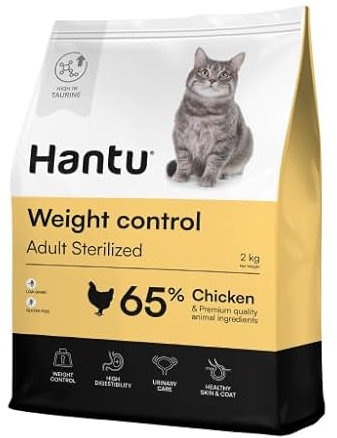 Hantu - Pienso Adult Weight Control de Pollo | Control de Peso para Gatos Esterilizados | Salud Digestiva | Cuidado Urinario | Sin Cereales, 6 kg