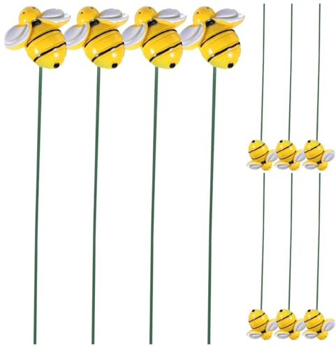 BESPORTBLE Realistic Bee Garden Stakes Decor 10 Pack Bee Decorations on Sticks Bee Garden Stakes Flowers Bee Stakes Sticks Metal Bee Decor for Courtyard