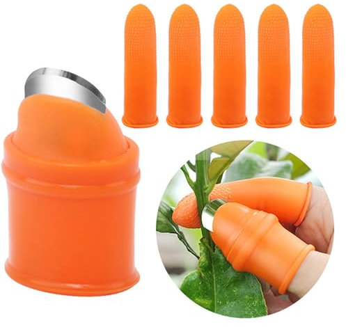 Qinsky Thumb Silikon Daumenmesser,Garten Silikon Finger Messe Daumenmesser mit Anti-Cut Fingerabdeckung Daumenmesser Obstpflücker Erntewerkzeug für Garten GemüSe Obst Ernte(Männer)