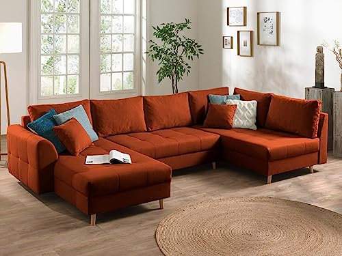 Lisa Design Rune – Wohnlandschaft – 7-Sitzer – skandinavischer Stil – rechts Rostfarben