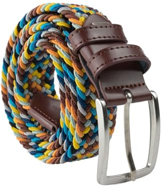Navigare Geflochtener Elastikgürtel Made in Italy, für Herren und Damen, mit Echtleder-Details