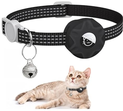 Cat Collar, Airtag Cat Collar, Cat Airtag Collar, Cat Camera Collar, Cat Collar Airtag, Air Tag Cat Collar, Airtag Collar Cat, Airtag Collar Adjustable 19 * 32cm for Cat Dog Kitten Puppy (Black)