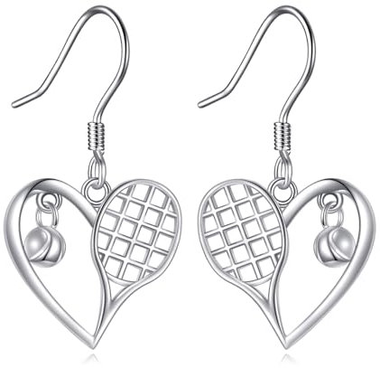 VONALA Tennis-Ohrringe für Damen, Sterlingsilber, Tennisball-Sport-Ohrringe, baumelnder Schmuck, Geschenke für Sportliebhaber, Frauen, Teenager, Mädchen