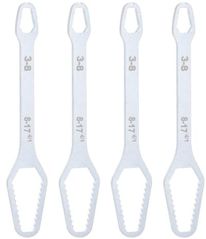 QUARKZMAN 4 Piezas de Llaves de Carraca Ajustables Galvanizadas de Doble Extremo Multifuncionales Universales de 3-17 mm de Grosor de 0.14 y Longitud de 5.9, Tono Plateado