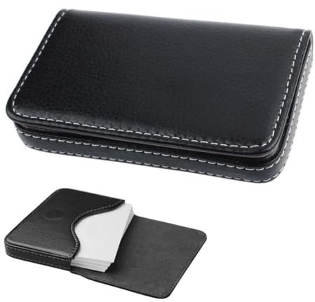 NHQZ Porta Biglietti da Visita Tascabile - Raccoglitore in Acciaio Inox con Fibbia Magnetica per Uomini e Donne (Ferroso)