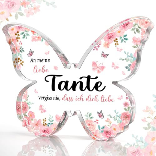 CheriGift Tante Geschenk, Acryl Schmetterling Plakette, Beste Tante der Welt Geschenke, Geschenk für Tante zum Weihnachten Muttertag