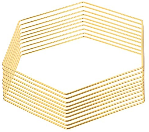 MUSISALY 10stücke Hexagon-Ringe Für Makramee Hochzeitsdeko Bastelprojekte Robuste Eisenhoops Goldene Farbe