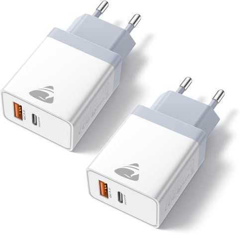 2-Pack USB C Ladegerät, USBC Stecker 25W iPhone Adapter USB-C Netzteil Mehrfach für iPhone 16 15 14 Pro Max Plus SE iPad, Samsung Schnellladegerät PD+QC Ladestecker USB Fast Charger Handy Ladeadapter