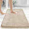 Myting Badezimmerteppich 70x120 cm Badematte Beige, Weich Mikrofaser Badvorleger Waschbar Duschvorleger rutschfest, Flauschiger Badteppich