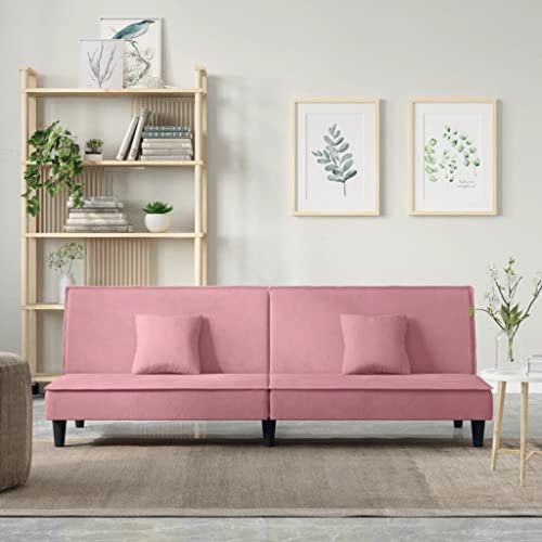 HEFZGDB Schlafsofa Rosa Samt Balkon Sofa Gartenmöbel Lounge Sofa Outdoor Geeignet für Terrasse, Pool und Garten.