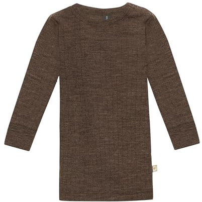 DILLING Baby Langarmshirt Bio-Merinowolle Baselayer Unterwäsche Druckknöpfe temperaturregulierend und atmungsaktiv