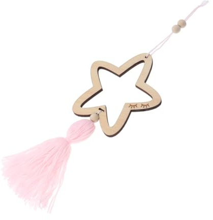 RORPOIR Lovely Wandbehang Im Nordischen Stil Mit Fransen Und Perlen Hängende Dekoration Form Eines Hohlen Sterns Für Kinderzimmer Zarte Lichtrosa Wanddeko