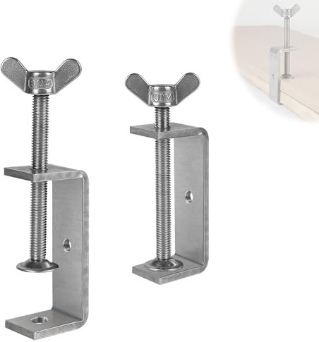 EXLECO 2er C Klemme Edelstahl C Zwingen 0-80mm Schraubklemme Einstellbar Kieferöffnungen Trägerklemme Fixierzange Tischklemme Trägerklammer Befestigungs Klemme für Schweißen Tischlerei Holzarbeiten