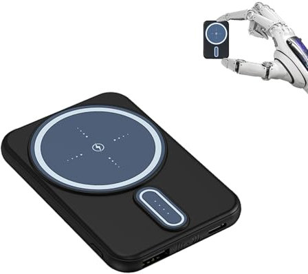 Yarvoney Wireless Power Bank, 22,5W Externer Akku Klein Aber Stark 10000mAh, High-Speed portables Ladegerät, Kompatibel mit iPhone 15 14 13 12 Pro, Samsung Galaxy, iPad (Schwarz)