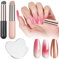 LunarCharm 2 piece silicone nail brush, reusable chrome nail powder applicator, nail brush, ombre nail brush, nail art colour gradient painting brush for beginners