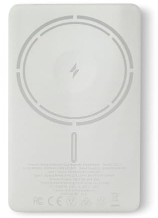 JUOVI Bateria Externa Carga Rapida para MagSafe Power Bank 5000mAh Pequeño Bateria Portatil PD20W Magnético Bateria Externa con Cable USB-C para iPhone16 15 Airpods i-Watch (Blanco, 20W)