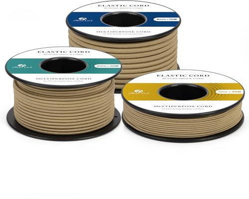 Abma Cord Gummischnur 2mm x 20m Gummikordel Gummiband Elastische Kordel Rund Gummiseil für Rucksack, Party-Hüte, Schmuck, Basteln, Camping, Zelt - Khaki