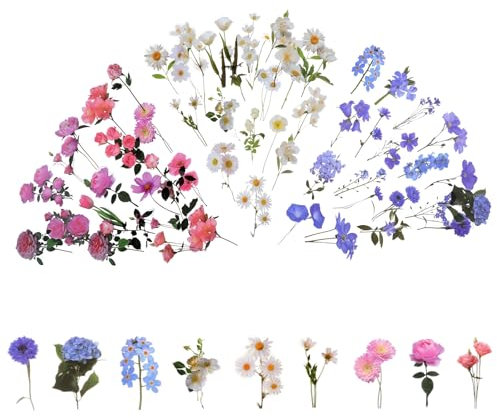 JIYIN 120 Stück Blumen Scrapbooking Aufkleber, Transparente Blumen Sticker Pflanzen Aufkleber Bunte Blumenaufkleber Sticker Aesthetic für DIY Wasserflaschen Scrapbooking Laptop Handyhüllen