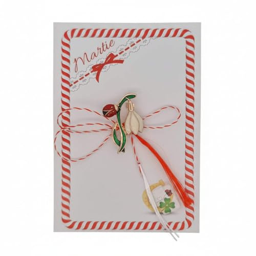 Magpie Gems Martisoare Brosche 'Whispers of Spring' - Rot, Legierter Stahl
