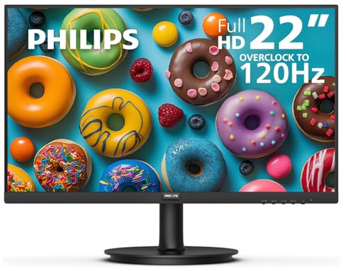 Philips 221V8LB3 22'' Class Thin Full HD Monitor (1920 x 1080), 120Hz with 1ms MPRT for Casual Gaming, Adaptive Sync, LowBlue Mode, VESA Mount, HDMI & VGA, 4-Year Advance Replacement Warranty