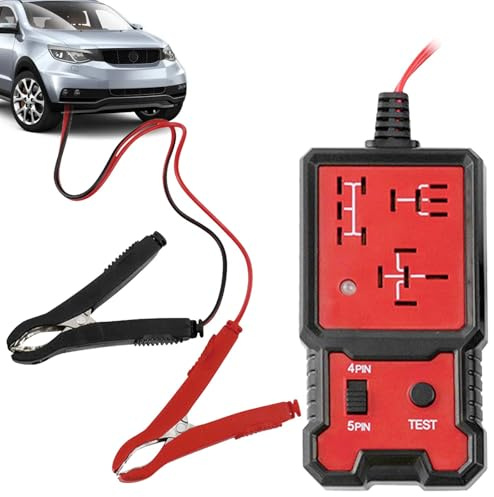 Tester relè per auto, tester per relè auto, 12/24 Volt, tester di relè elettronico da 12 V, tester di relè portatile professionale con clip, strumento di diagnostica auto per impianti industriali
