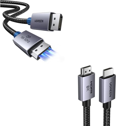 UGREEN Certified 8K HDMI 2.1 Cable and 16K@60Hz Displayport Cable